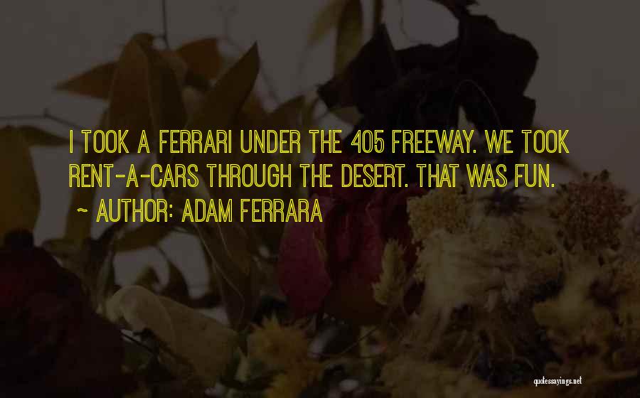 Adam Ferrara Quotes: I Took A Ferrari Under The 405 Freeway. We Took Rent-a-cars Through The Desert. That Was Fun.