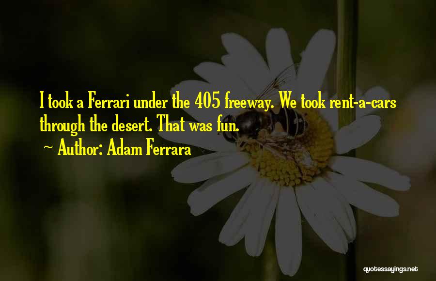 Adam Ferrara Quotes: I Took A Ferrari Under The 405 Freeway. We Took Rent-a-cars Through The Desert. That Was Fun.