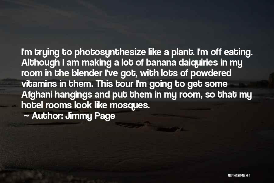 Jimmy Page Quotes: I'm Trying To Photosynthesize Like A Plant. I'm Off Eating. Although I Am Making A Lot Of Banana Daiquiries In