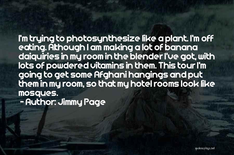 Jimmy Page Quotes: I'm Trying To Photosynthesize Like A Plant. I'm Off Eating. Although I Am Making A Lot Of Banana Daiquiries In
