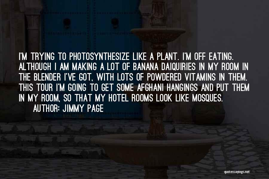 Jimmy Page Quotes: I'm Trying To Photosynthesize Like A Plant. I'm Off Eating. Although I Am Making A Lot Of Banana Daiquiries In