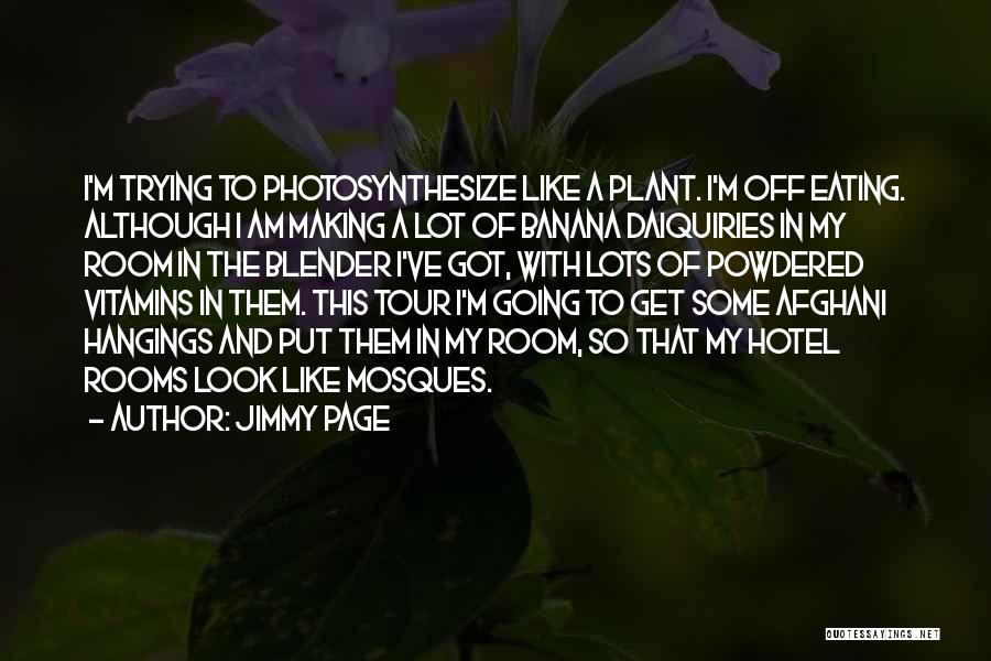 Jimmy Page Quotes: I'm Trying To Photosynthesize Like A Plant. I'm Off Eating. Although I Am Making A Lot Of Banana Daiquiries In