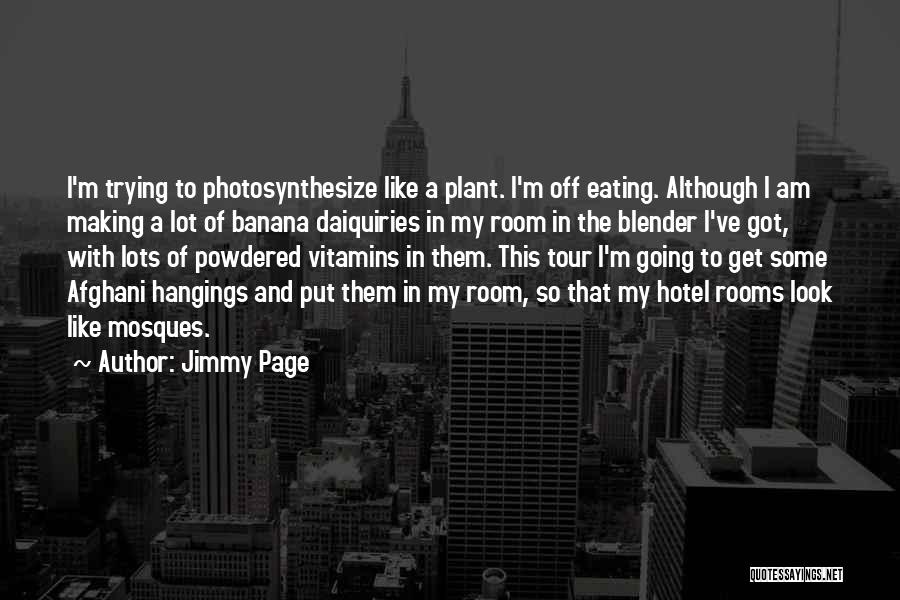 Jimmy Page Quotes: I'm Trying To Photosynthesize Like A Plant. I'm Off Eating. Although I Am Making A Lot Of Banana Daiquiries In