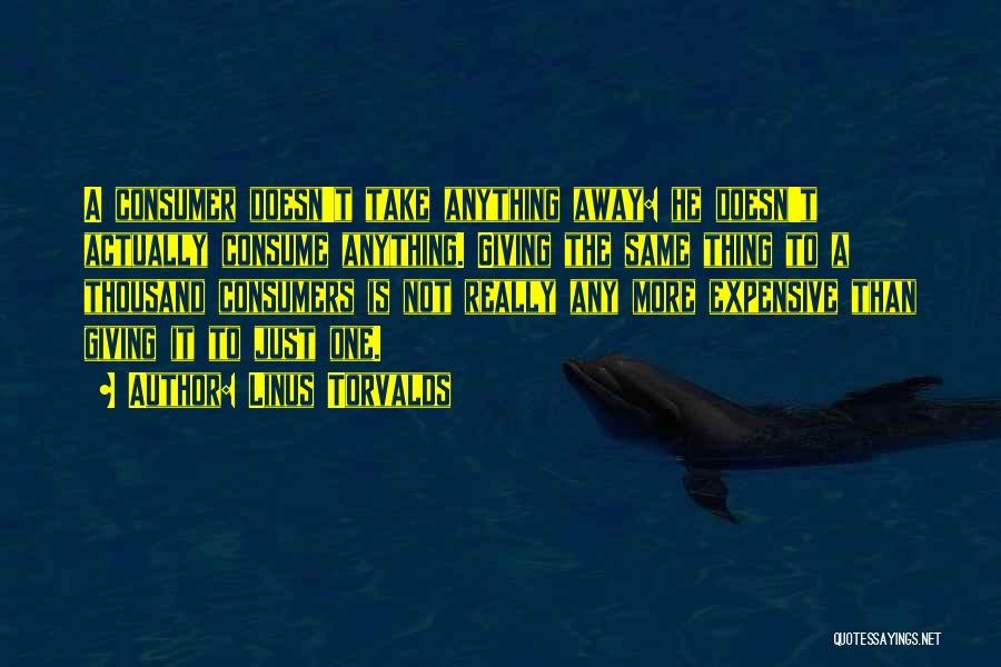 Linus Torvalds Quotes: A Consumer Doesn't Take Anything Away: He Doesn't Actually Consume Anything. Giving The Same Thing To A Thousand Consumers Is