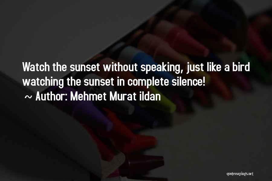 Mehmet Murat Ildan Quotes: Watch The Sunset Without Speaking, Just Like A Bird Watching The Sunset In Complete Silence!