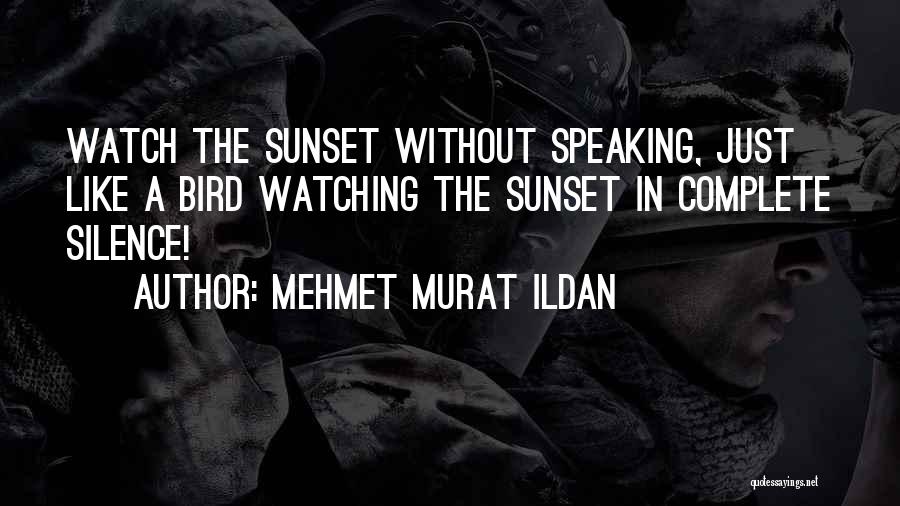 Mehmet Murat Ildan Quotes: Watch The Sunset Without Speaking, Just Like A Bird Watching The Sunset In Complete Silence!