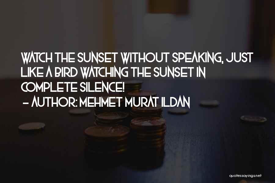 Mehmet Murat Ildan Quotes: Watch The Sunset Without Speaking, Just Like A Bird Watching The Sunset In Complete Silence!