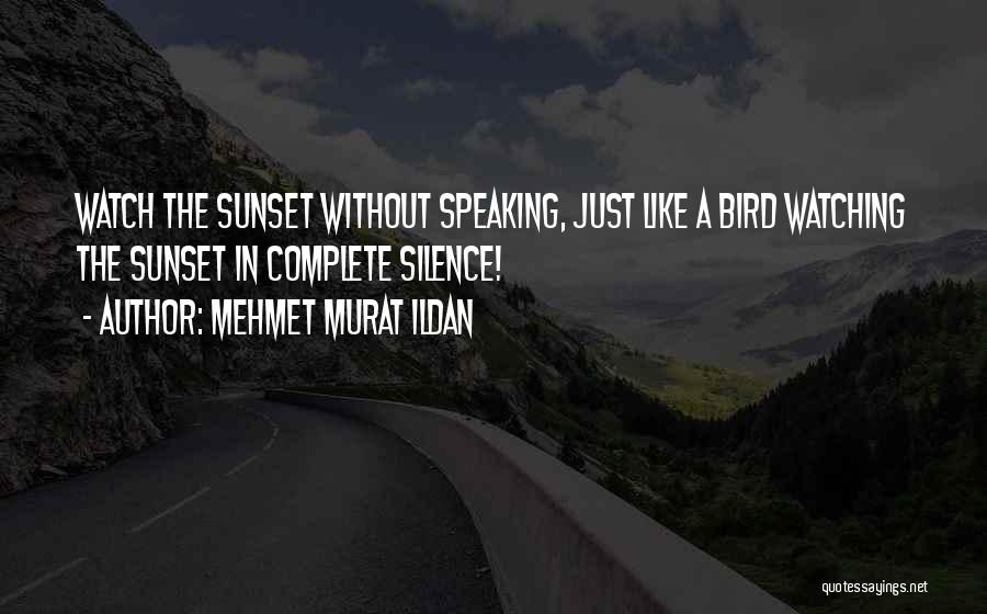 Mehmet Murat Ildan Quotes: Watch The Sunset Without Speaking, Just Like A Bird Watching The Sunset In Complete Silence!