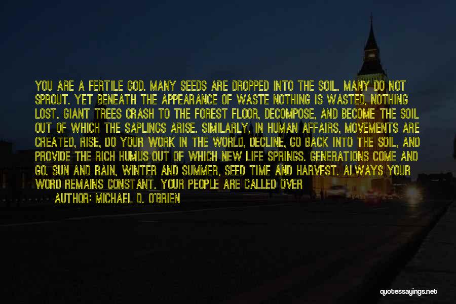 Michael D. O'Brien Quotes: You Are A Fertile God. Many Seeds Are Dropped Into The Soil. Many Do Not Sprout. Yet Beneath The Appearance