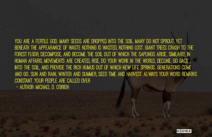 Michael D. O'Brien Quotes: You Are A Fertile God. Many Seeds Are Dropped Into The Soil. Many Do Not Sprout. Yet Beneath The Appearance