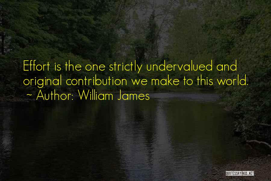 William James Quotes: Effort Is The One Strictly Undervalued And Original Contribution We Make To This World.