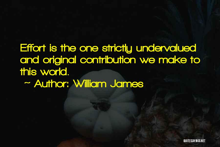 William James Quotes: Effort Is The One Strictly Undervalued And Original Contribution We Make To This World.