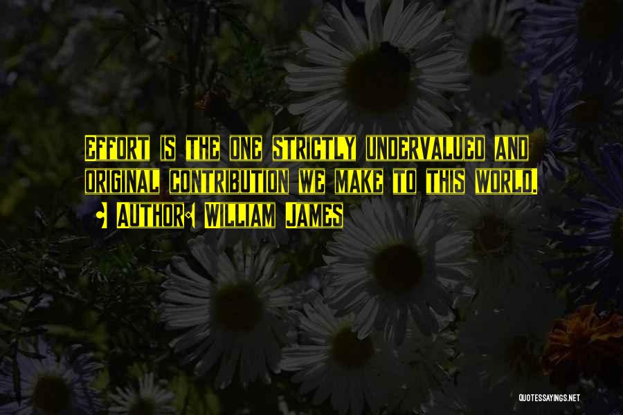 William James Quotes: Effort Is The One Strictly Undervalued And Original Contribution We Make To This World.