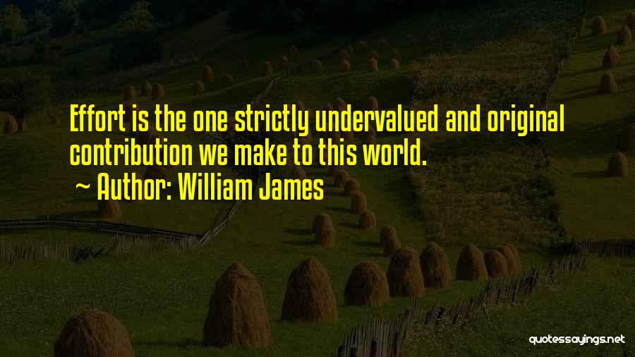 William James Quotes: Effort Is The One Strictly Undervalued And Original Contribution We Make To This World.