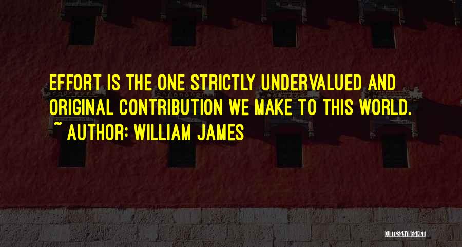 William James Quotes: Effort Is The One Strictly Undervalued And Original Contribution We Make To This World.