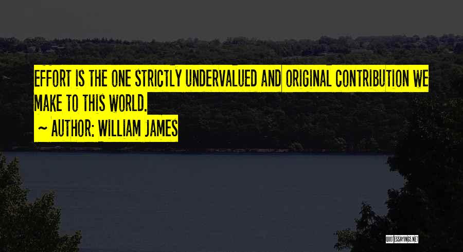 William James Quotes: Effort Is The One Strictly Undervalued And Original Contribution We Make To This World.