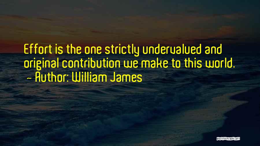 William James Quotes: Effort Is The One Strictly Undervalued And Original Contribution We Make To This World.