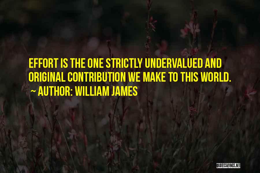 William James Quotes: Effort Is The One Strictly Undervalued And Original Contribution We Make To This World.