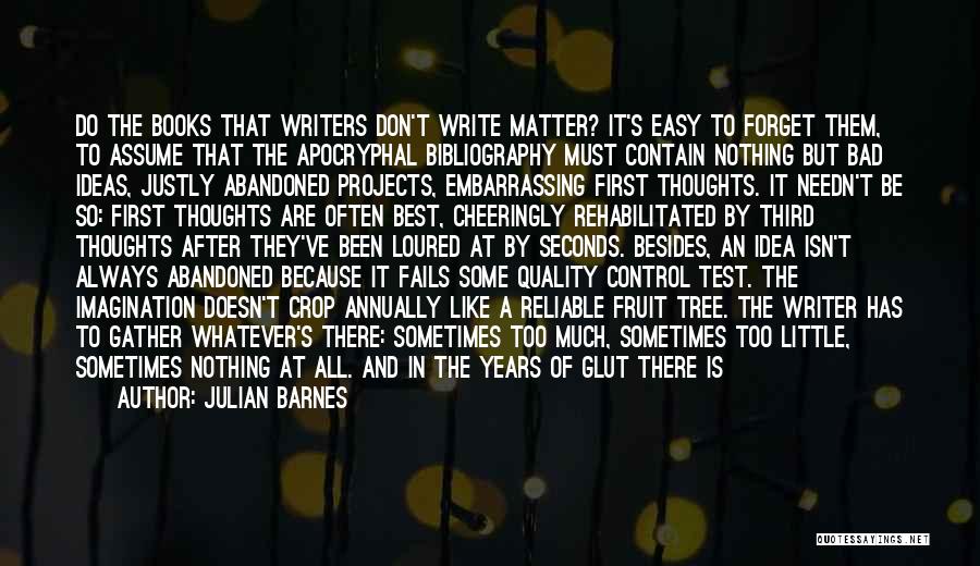 Julian Barnes Quotes: Do The Books That Writers Don't Write Matter? It's Easy To Forget Them, To Assume That The Apocryphal Bibliography Must