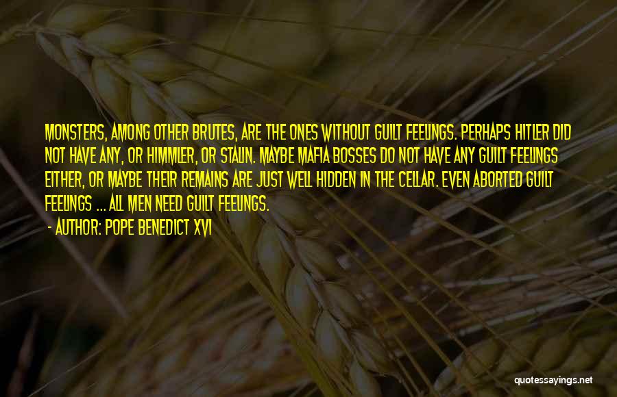 Pope Benedict XVI Quotes: Monsters, Among Other Brutes, Are The Ones Without Guilt Feelings. Perhaps Hitler Did Not Have Any, Or Himmler, Or Stalin.