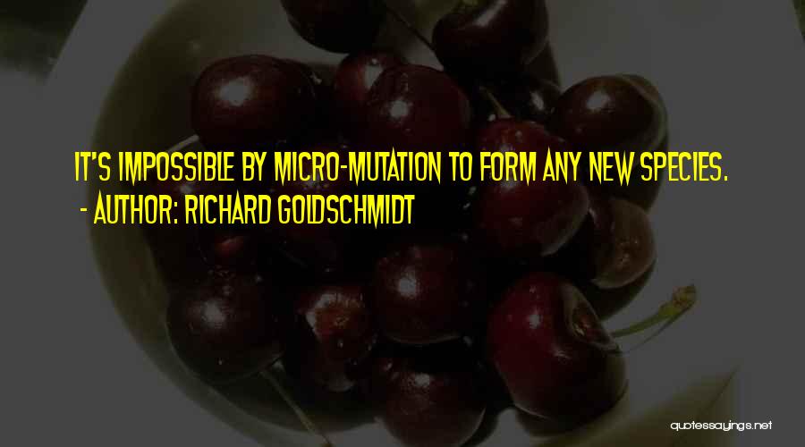 Richard Goldschmidt Quotes: It's Impossible By Micro-mutation To Form Any New Species.