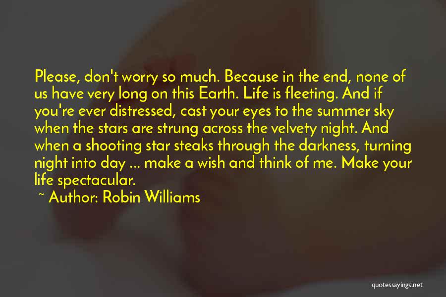 Robin Williams Quotes: Please, Don't Worry So Much. Because In The End, None Of Us Have Very Long On This Earth. Life Is