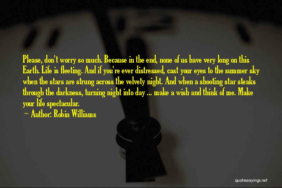 Robin Williams Quotes: Please, Don't Worry So Much. Because In The End, None Of Us Have Very Long On This Earth. Life Is