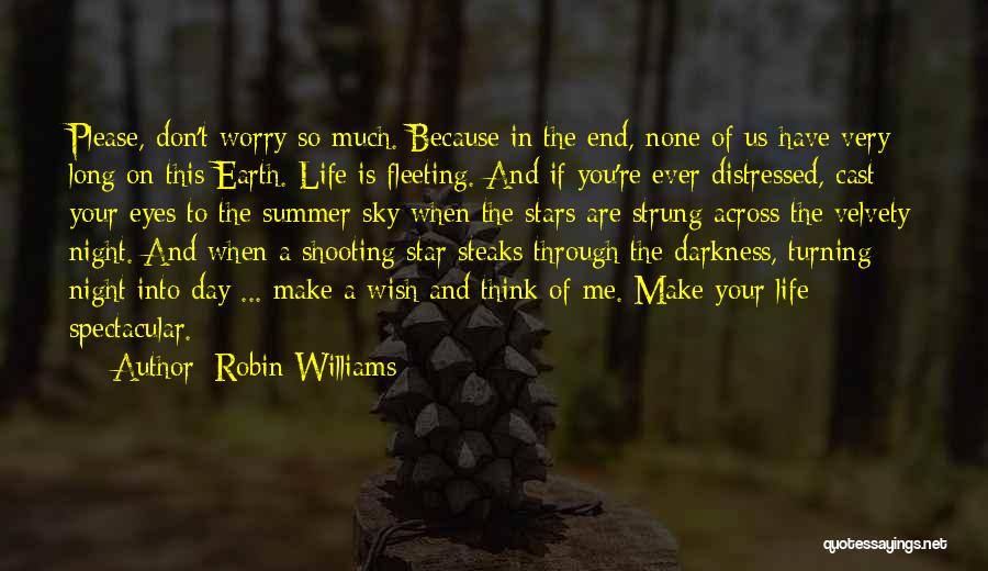 Robin Williams Quotes: Please, Don't Worry So Much. Because In The End, None Of Us Have Very Long On This Earth. Life Is