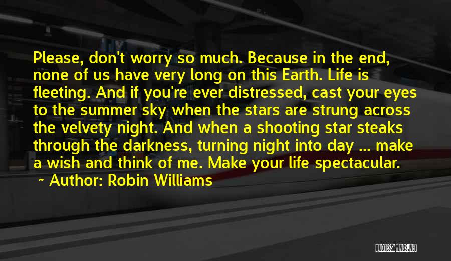 Robin Williams Quotes: Please, Don't Worry So Much. Because In The End, None Of Us Have Very Long On This Earth. Life Is