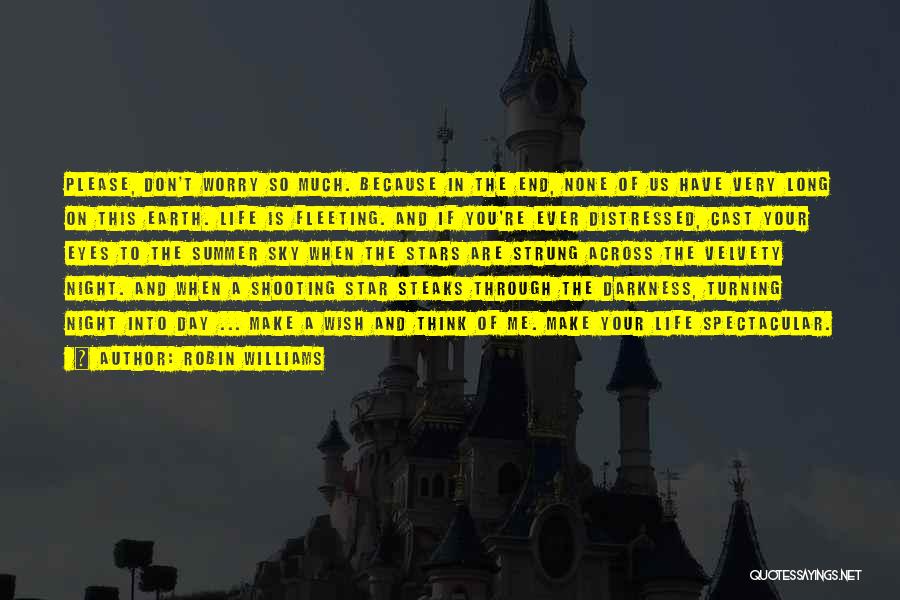 Robin Williams Quotes: Please, Don't Worry So Much. Because In The End, None Of Us Have Very Long On This Earth. Life Is