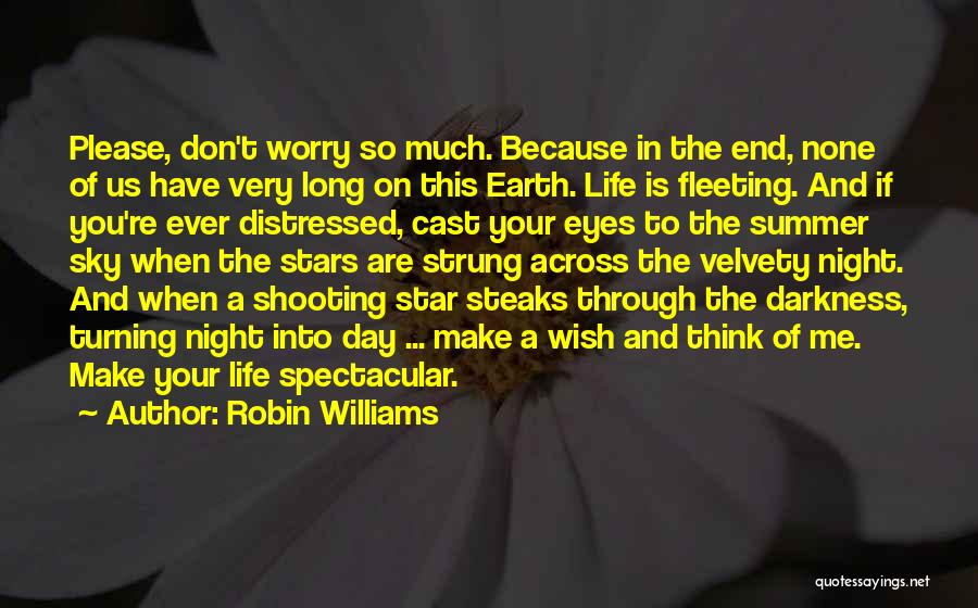 Robin Williams Quotes: Please, Don't Worry So Much. Because In The End, None Of Us Have Very Long On This Earth. Life Is