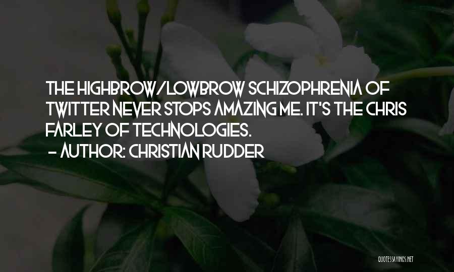 Christian Rudder Quotes: The Highbrow/lowbrow Schizophrenia Of Twitter Never Stops Amazing Me. It's The Chris Farley Of Technologies.