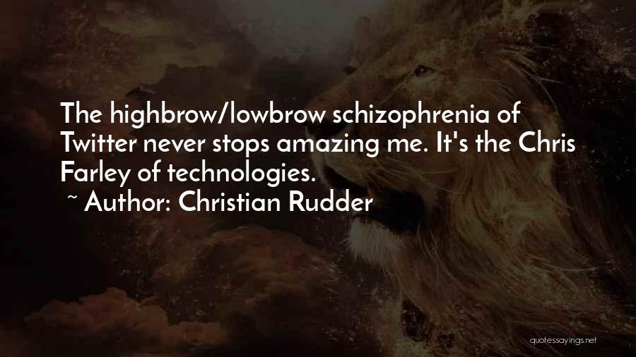 Christian Rudder Quotes: The Highbrow/lowbrow Schizophrenia Of Twitter Never Stops Amazing Me. It's The Chris Farley Of Technologies.