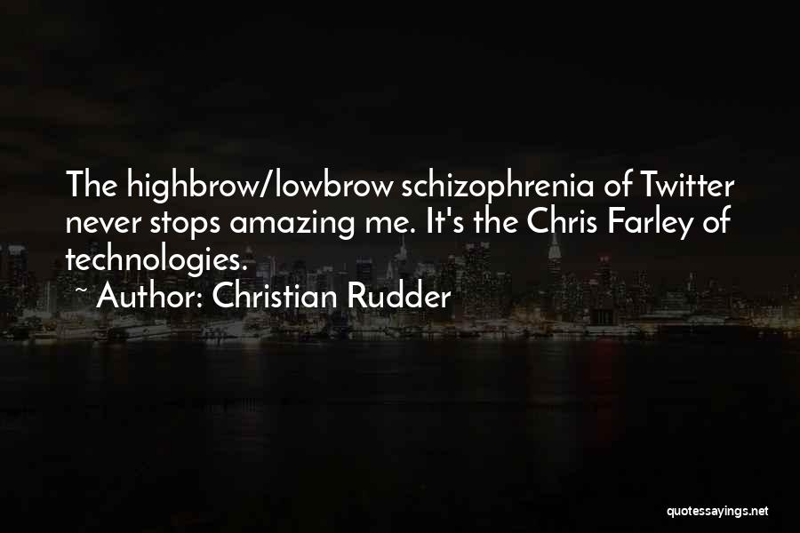 Christian Rudder Quotes: The Highbrow/lowbrow Schizophrenia Of Twitter Never Stops Amazing Me. It's The Chris Farley Of Technologies.