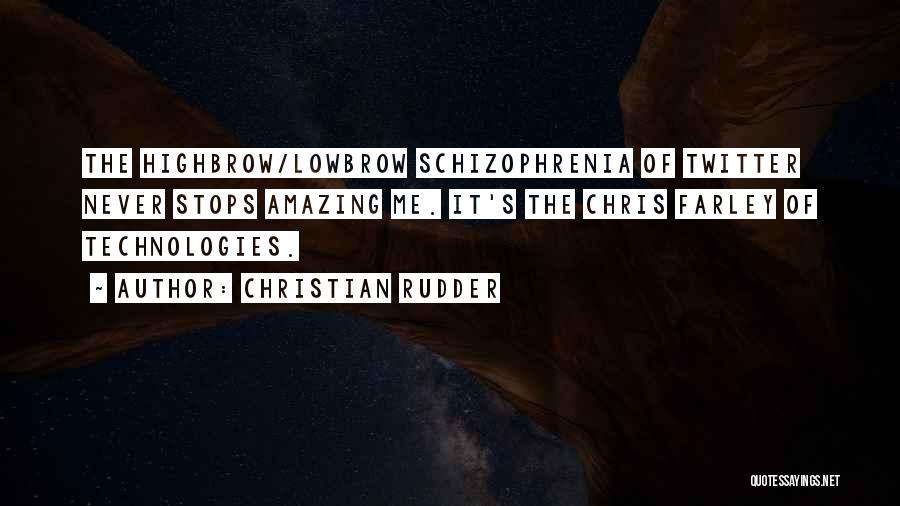 Christian Rudder Quotes: The Highbrow/lowbrow Schizophrenia Of Twitter Never Stops Amazing Me. It's The Chris Farley Of Technologies.