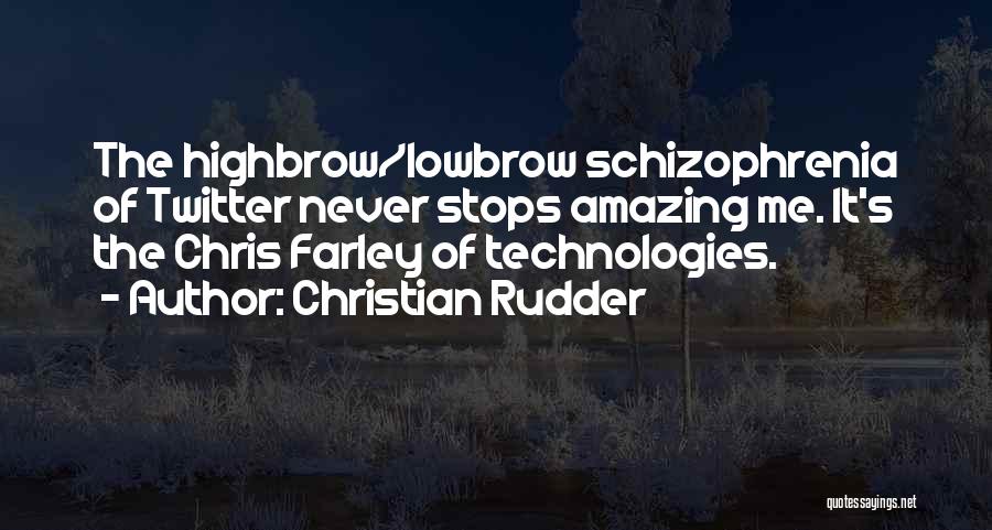 Christian Rudder Quotes: The Highbrow/lowbrow Schizophrenia Of Twitter Never Stops Amazing Me. It's The Chris Farley Of Technologies.