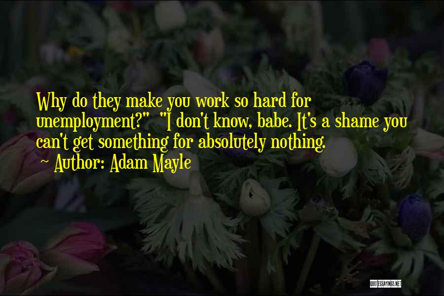 Adam Mayle Quotes: Why Do They Make You Work So Hard For Unemployment? I Don't Know, Babe. It's A Shame You Can't Get