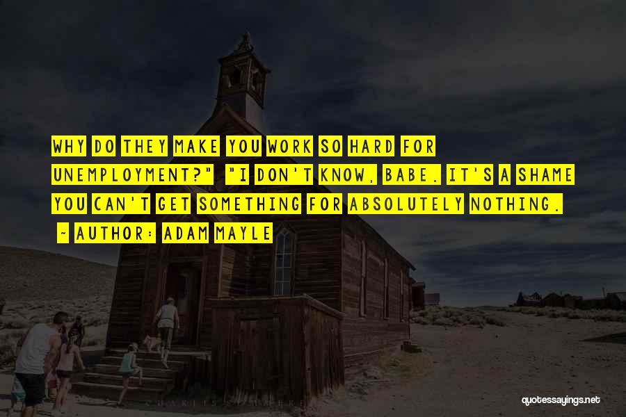 Adam Mayle Quotes: Why Do They Make You Work So Hard For Unemployment? I Don't Know, Babe. It's A Shame You Can't Get