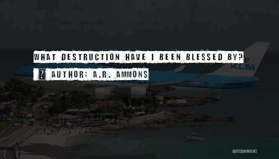 A.R. Ammons Quotes: What Destruction Have I Been Blessed By?