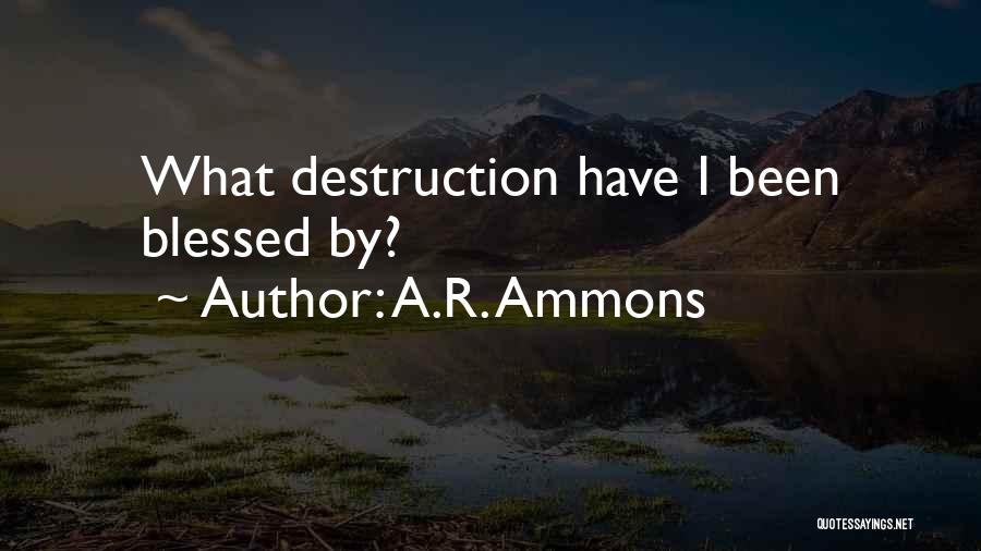 A.R. Ammons Quotes: What Destruction Have I Been Blessed By?