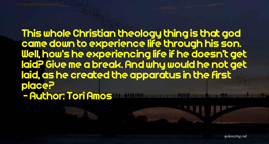 Tori Amos Quotes: This Whole Christian Theology Thing Is That God Came Down To Experience Life Through His Son. Well, How's He Experiencing