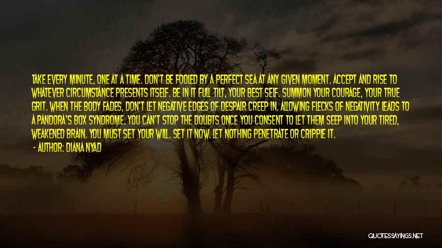 Diana Nyad Quotes: Take Every Minute, One At A Time. Don't Be Fooled By A Perfect Sea At Any Given Moment. Accept And