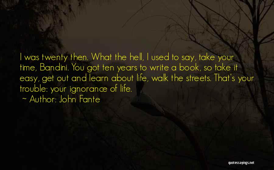 John Fante Quotes: I Was Twenty Then. What The Hell, I Used To Say, Take Your Time, Bandini. You Got Ten Years To