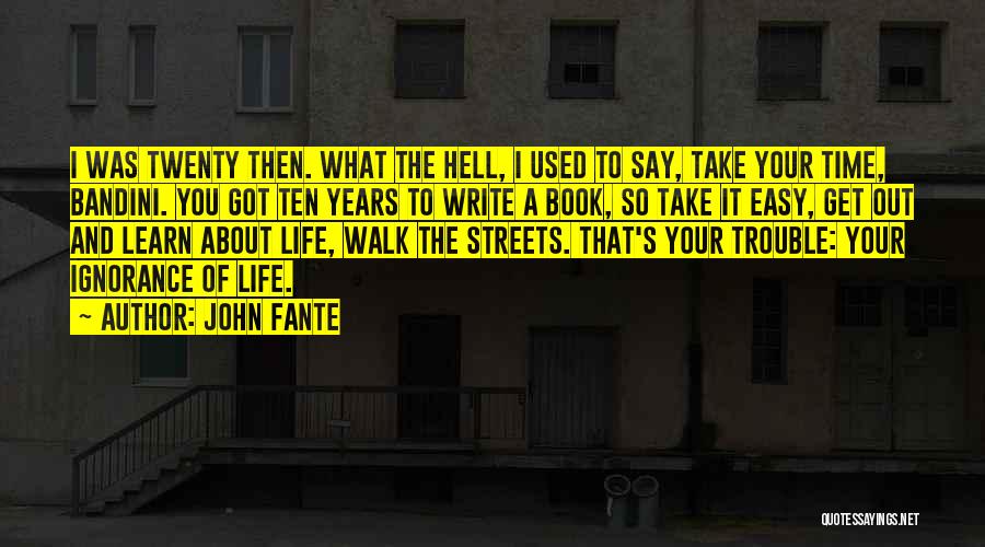 John Fante Quotes: I Was Twenty Then. What The Hell, I Used To Say, Take Your Time, Bandini. You Got Ten Years To