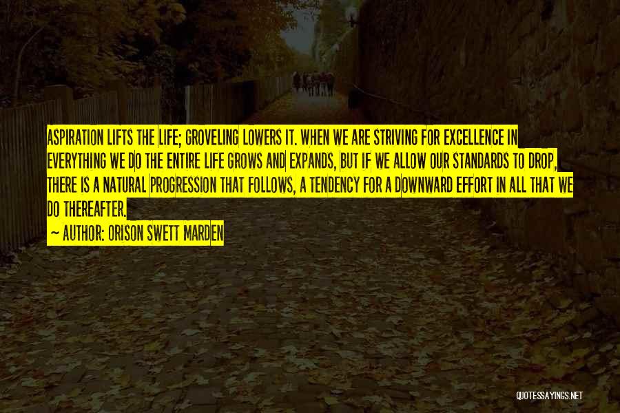 Orison Swett Marden Quotes: Aspiration Lifts The Life; Groveling Lowers It. When We Are Striving For Excellence In Everything We Do The Entire Life