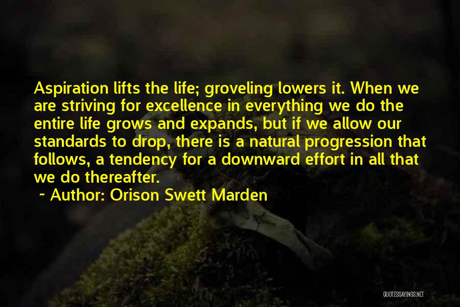 Orison Swett Marden Quotes: Aspiration Lifts The Life; Groveling Lowers It. When We Are Striving For Excellence In Everything We Do The Entire Life