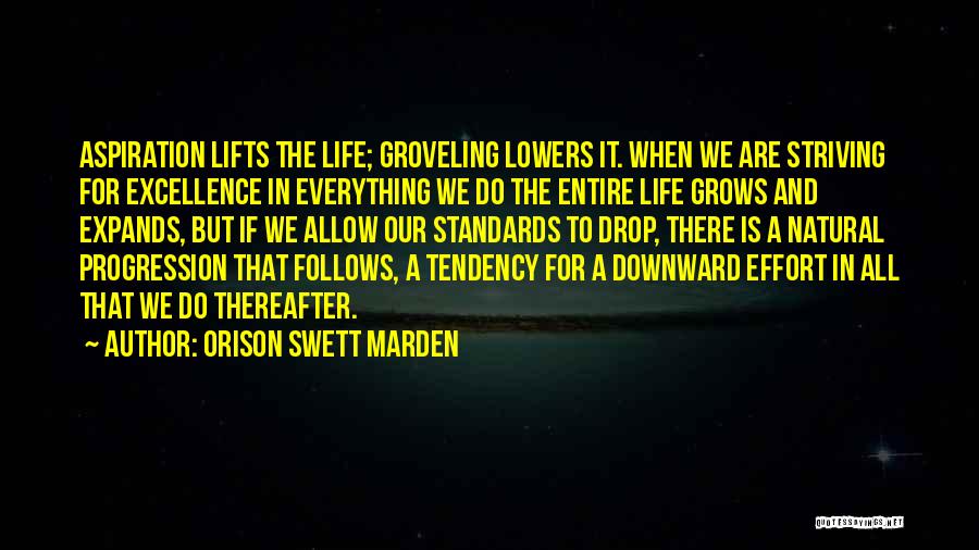 Orison Swett Marden Quotes: Aspiration Lifts The Life; Groveling Lowers It. When We Are Striving For Excellence In Everything We Do The Entire Life