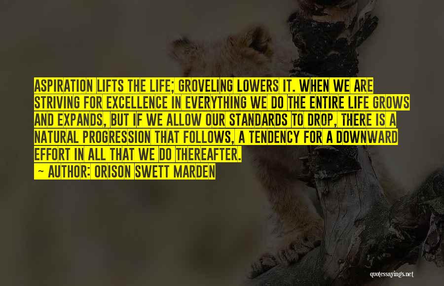 Orison Swett Marden Quotes: Aspiration Lifts The Life; Groveling Lowers It. When We Are Striving For Excellence In Everything We Do The Entire Life