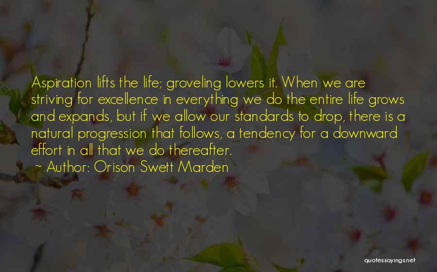 Orison Swett Marden Quotes: Aspiration Lifts The Life; Groveling Lowers It. When We Are Striving For Excellence In Everything We Do The Entire Life