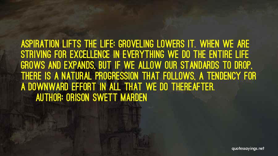 Orison Swett Marden Quotes: Aspiration Lifts The Life; Groveling Lowers It. When We Are Striving For Excellence In Everything We Do The Entire Life